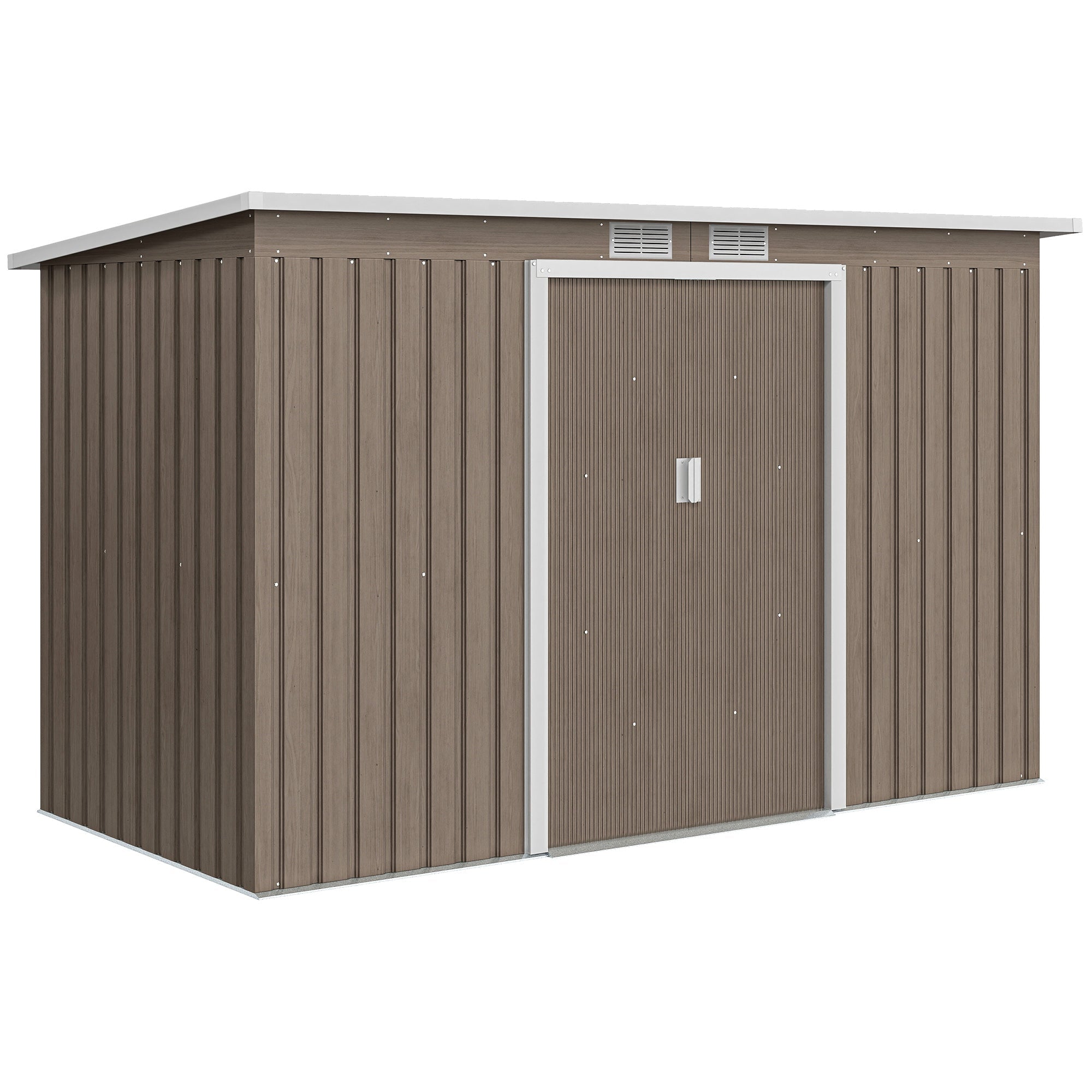 4 x 9ft Metal Shed, with Foundation Shed Outsunny
