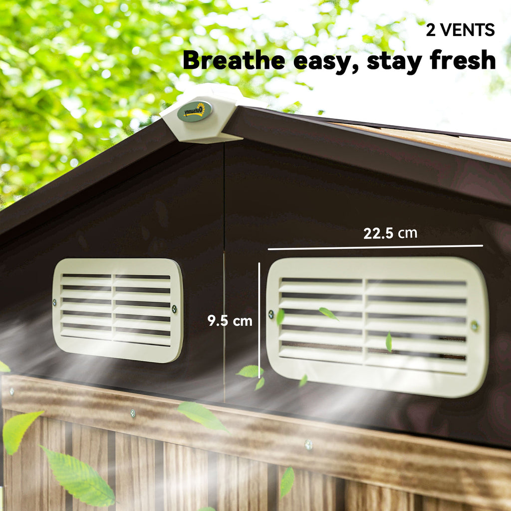 4 x 6ft Galvanised Steel Garden Shed, with Lock and Gloves - Oak Outsunny