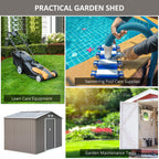 9 x 6FT Outdoor Garden Roofed Metal Storage Shed Tool Box with Foundation Ventilation & Doors Light Outsunny