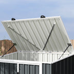 5ft x 3ft Garden 2-Bin Steel Storage Shed, Double Rubbish Storage Shed, Hide Dustbin w/ Locking Doors and Openable Lid Outsunny