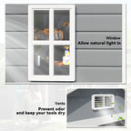 6'x4.5' Garden Storage Shed, Lockable Garden Shed with Double Doors, Window, Vent and Plastic Roof, Grey Outsunny