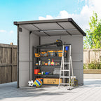 6 x 6ft Outdoor Storage Shed, Plastic Garden Shed with Windows and Air Vents, Outdoor Resin Tool Shed with Latch Doors for Garden, Deck Outsunny