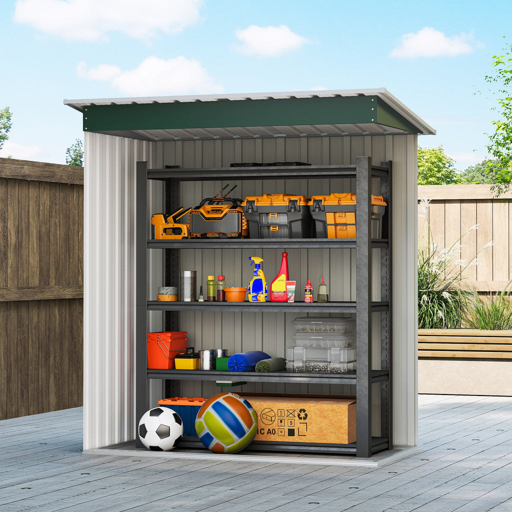 5 x 3ft Garden Storage Shed with Sliding Door and Sloped Roof Outdoor Equipment Tool Outsunny
