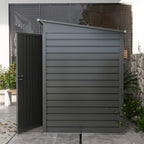 4 x 6ft Galvanised Metal Garden Shed, with Locking Door - Grey Outsunny