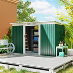 9ft x 4ft Metal Garden Shed, Outdoor Tool House with Foundation Kit, Ventilations and Double Doors Outsunny