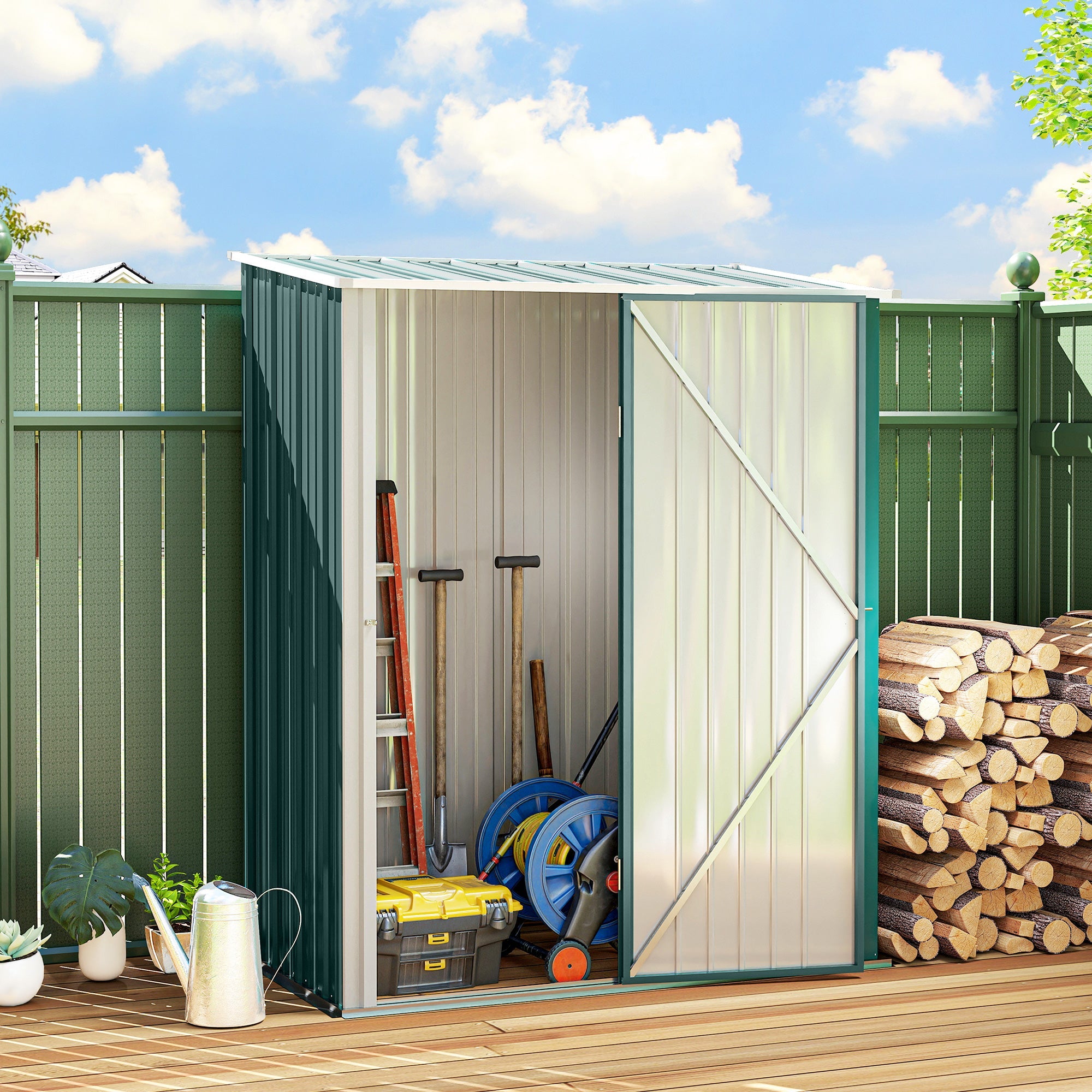 5.3 x 3.1ft Corrugated Steel Garden Shed Outsunny