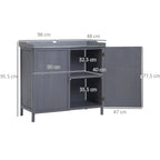 Garden Storage Cabinet, Outdoor Tool Shed, Potting Bench Table with Galvanized Top and Two Shelves for Yard Tools or Pool Accessories Outsunny