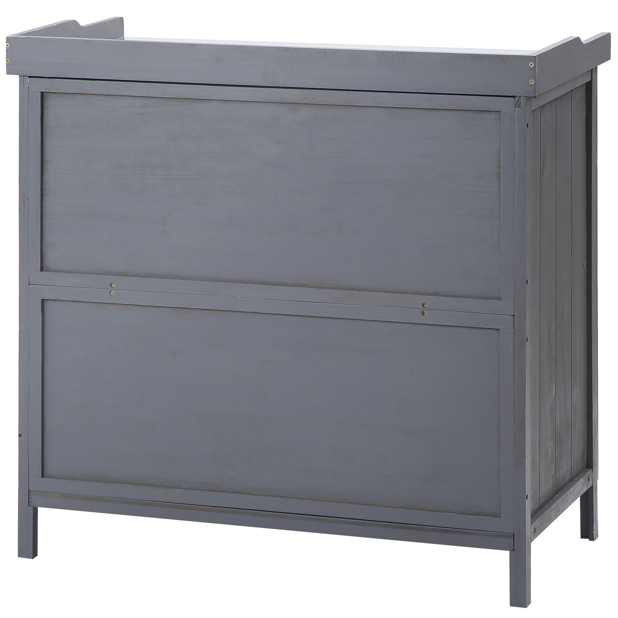 Garden Storage Cabinet, Outdoor Tool Shed, Potting Bench Table with Galvanized Top and Two Shelves for Yard Tools or Pool Accessories Outsunny