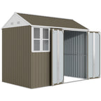 8 x 6 ft Galvanised Garden Shed, Outsoor Metal Storage Shed with Double Doors Window Air Vents for Patio, Lawn Outsunny