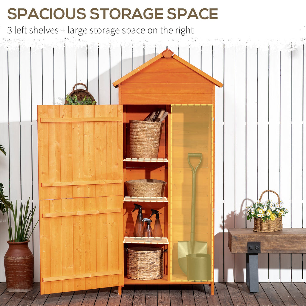 Wooden Outdoor Storage Shed, Compact Utility Outdoor Tool Shed with Lockable Double Doors and Shelves Outsunny