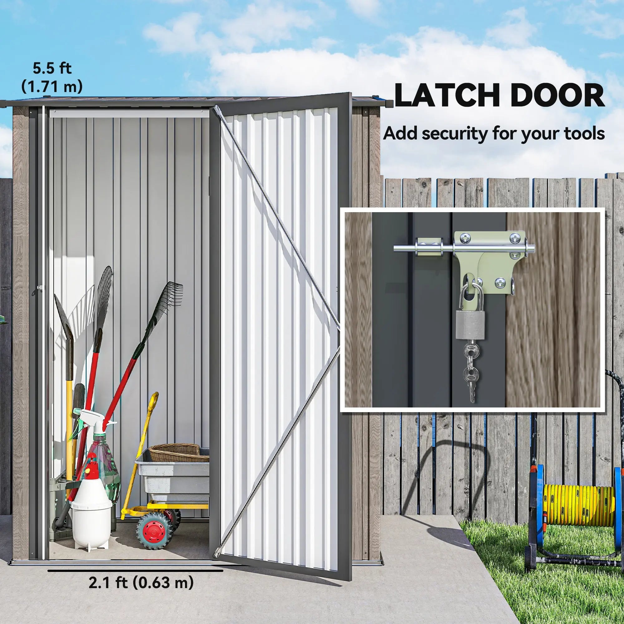 5x3 Garden Shed with Sloped Roof, Lockable Door for Tools and Equipment Storage Outsunny