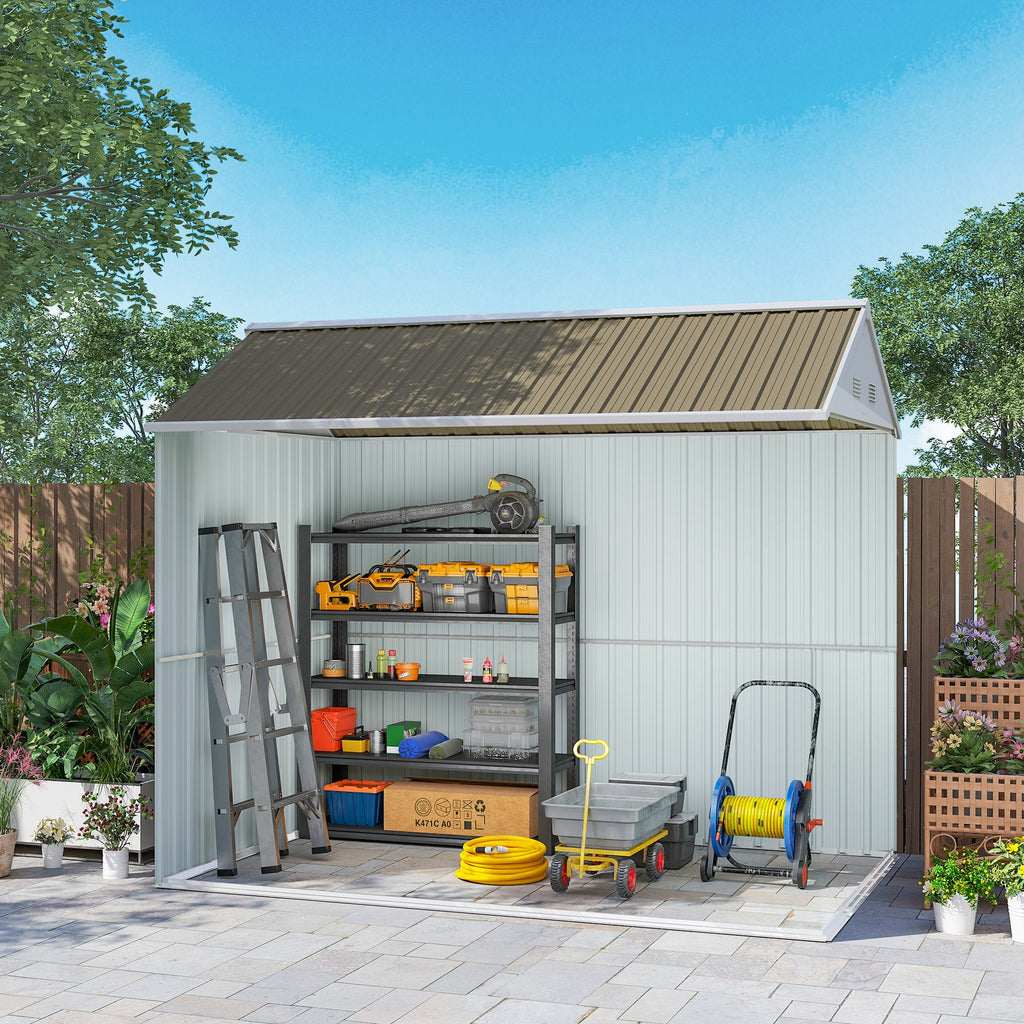 8 x 6 ft Galvanised Garden Shed, Outsoor Metal Storage Shed with Double Doors Window Air Vents for Patio, Lawn Outsunny