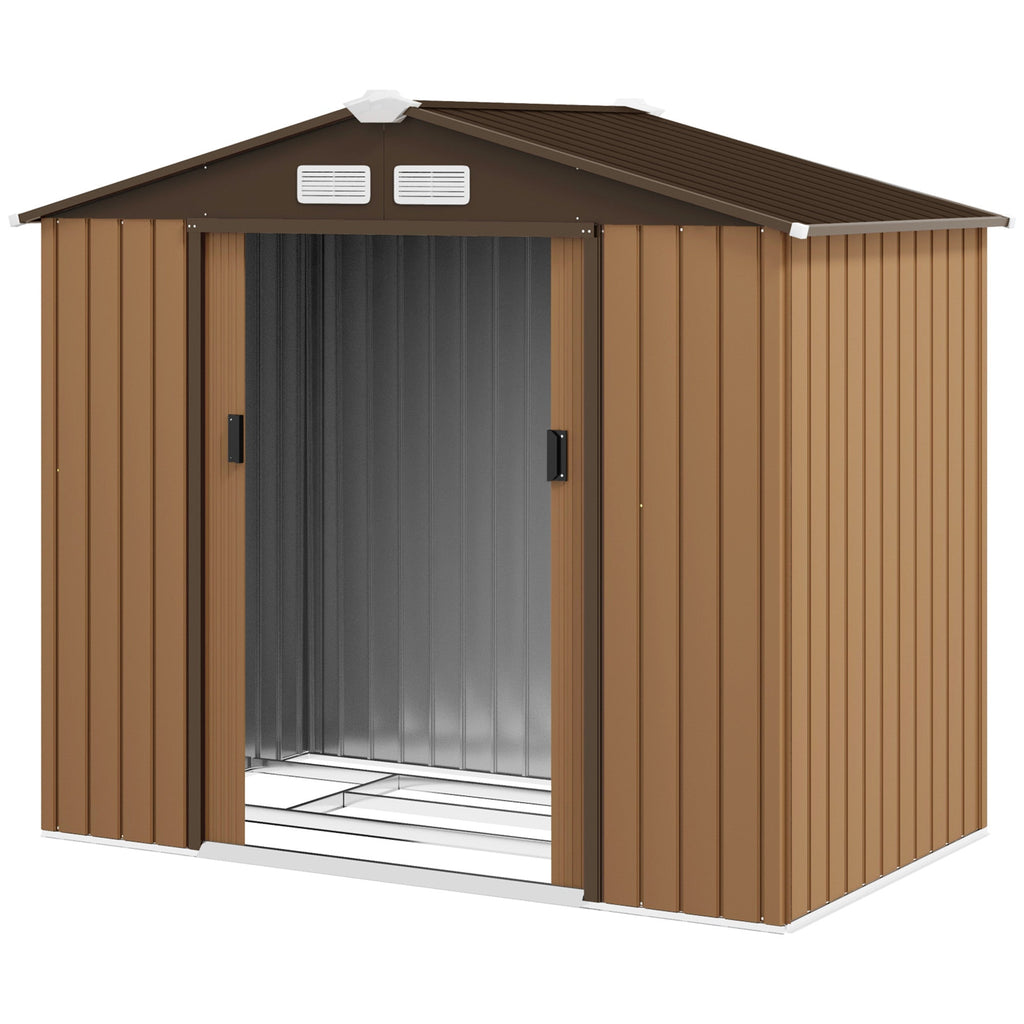 7 x 4ft Lockable Metal Garden Tool Storage Shed, Outdoor Storage Shed with Foundation and vents Outsunny
