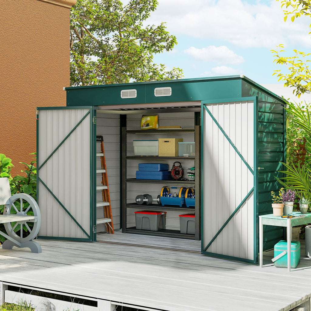 3.7 x 7.9ft Galvanised Steel Shed, with Latched Door and Padlock