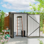 Small Metal Garden Shed 3.3 x 3.4 Lean To Steel Garden Shed with Locking Door, Brown Outsunny