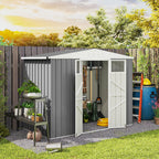 8 x 4 ft Metal Garden Shed, Garden Storage Shed with Window, 4 Vents and Lockable Door, Waterproof Galvanised Steel Tool Storage Shed Outsunny