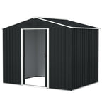 7.7 x 5.7ft Metal Garden Shed, Galvanised Outdoor Tool Storage House with Ventilation Slots and Sliding Doors Outsunny