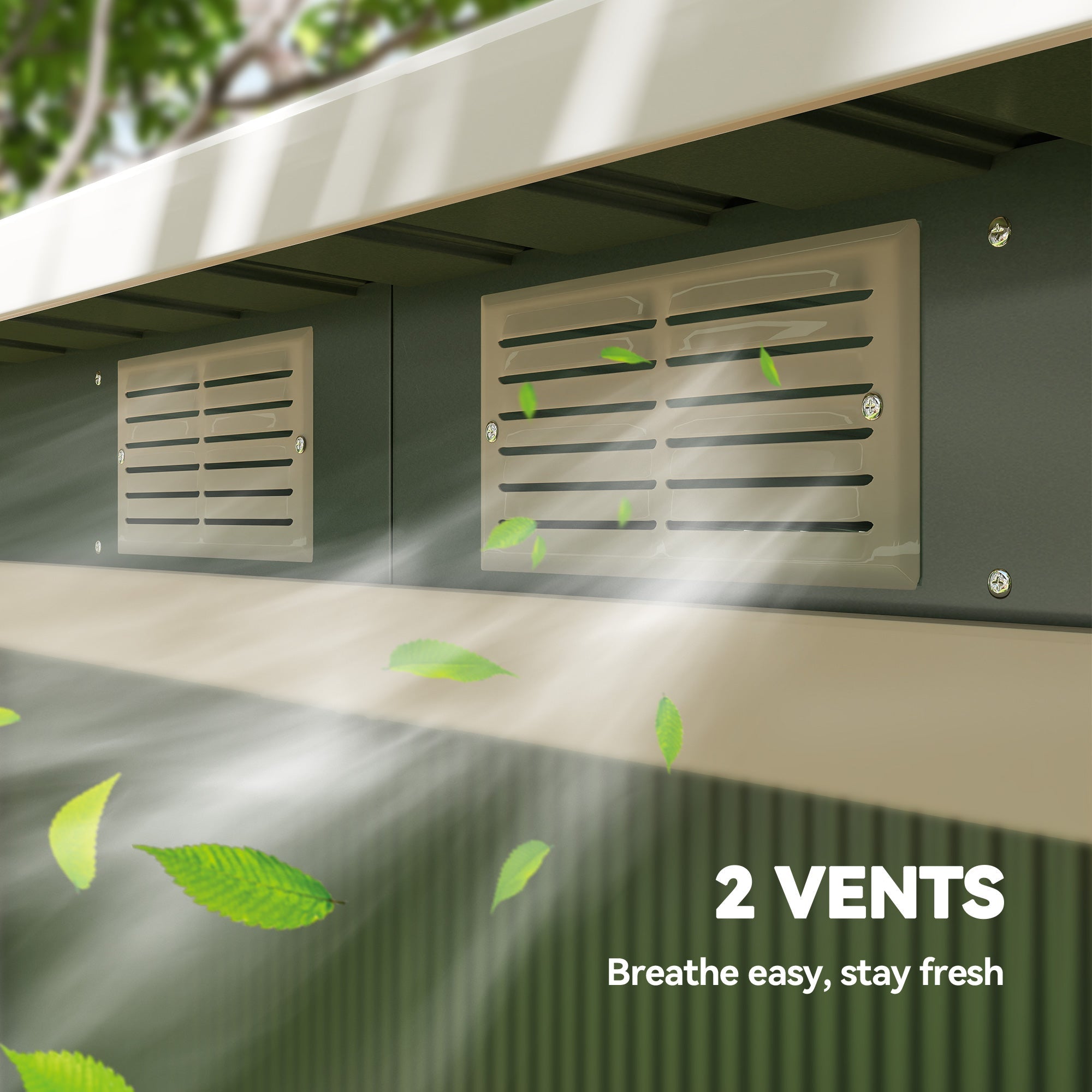 9ft x 4ft Metal Garden Shed, Outdoor Tool House with Foundation Kit, Ventilations and Double Doors Outsunny