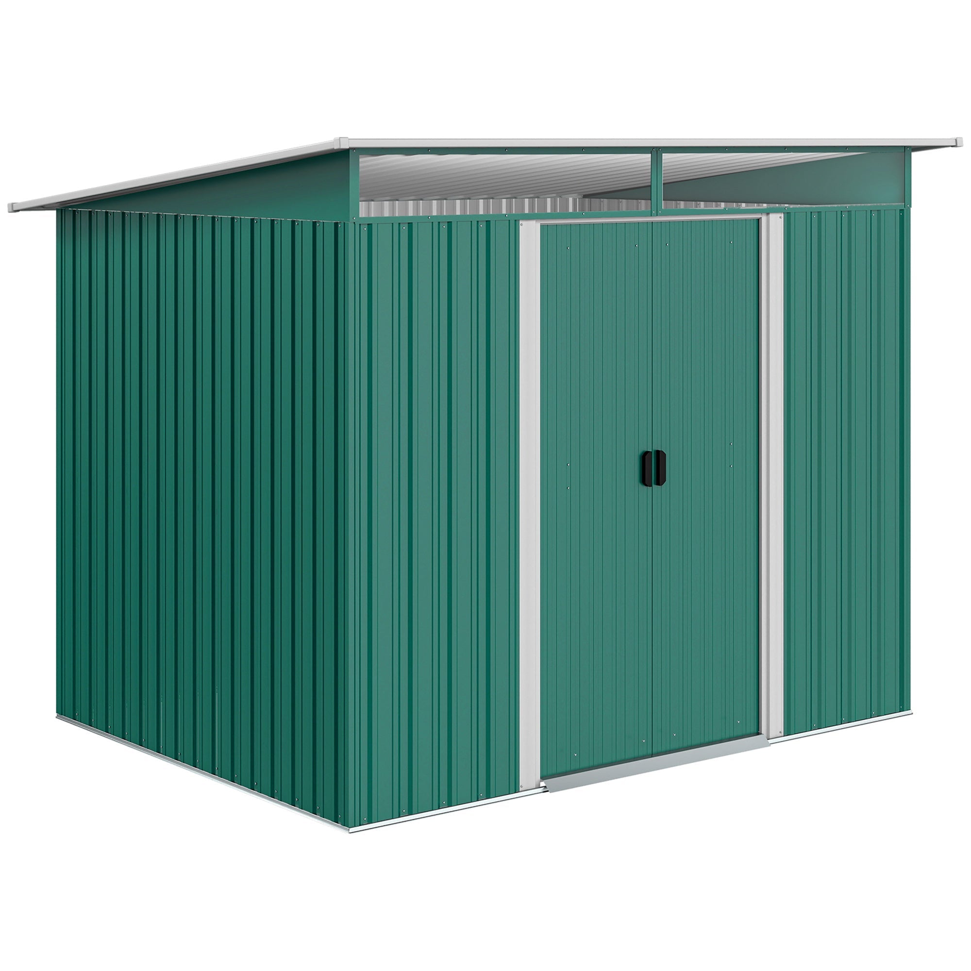 8.5 x 6ft Metal Shed with Lightsky Panels, Garden Storage Tool House with Double Doors for Garden, Patio and Lawn Outsunny