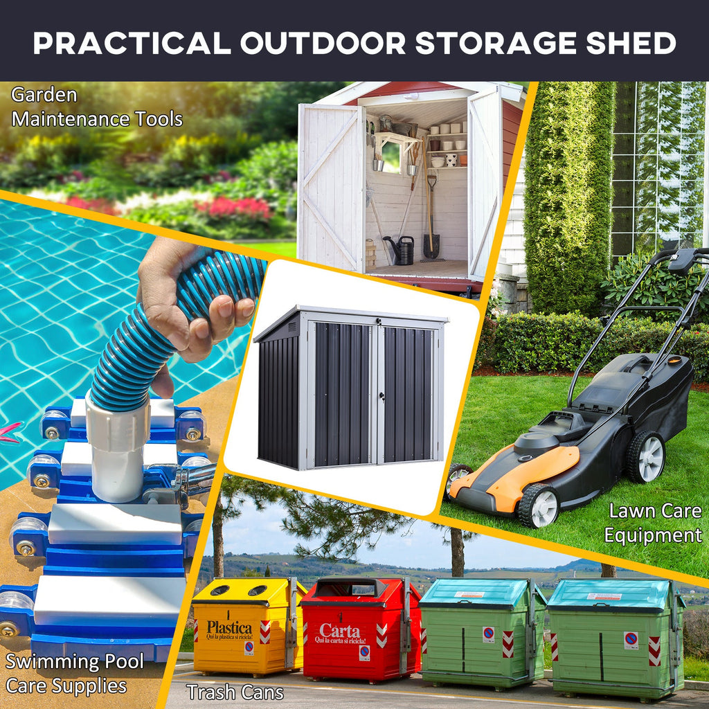 3.2 x 5.1ft Corrugated Steel Two-Bin Storage Shelter Outsunny