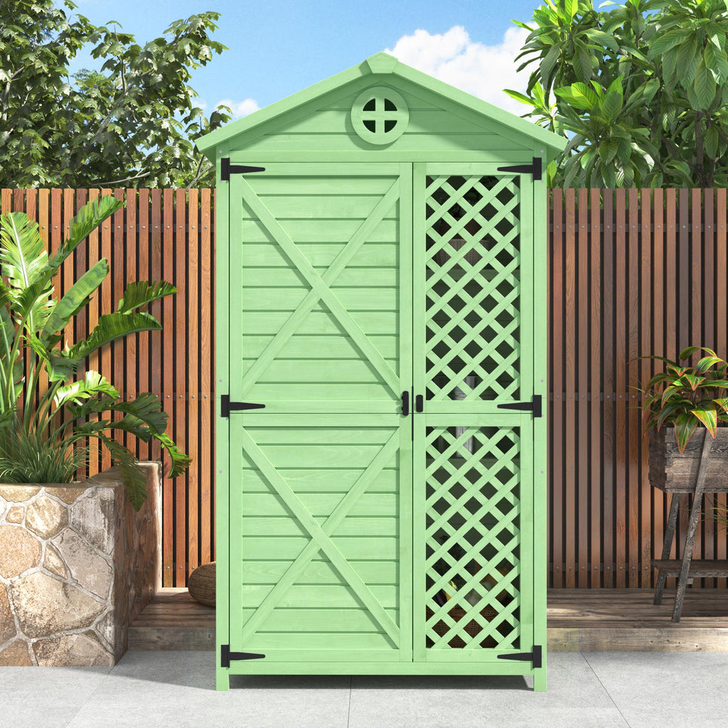 Weatherproof Fir Wood Tool House with Ventilation, Stable Construction, Outdoor Wood Garden Storage Shed, 90L x 56.5W x 175.5H cm AU Store