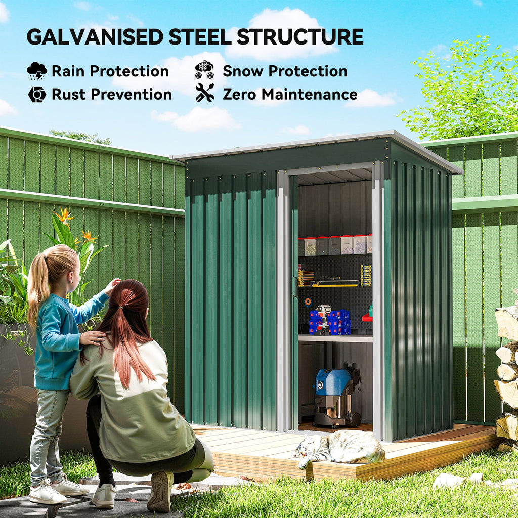 5 x 3ft Garden Storage Shed with Sliding Door and Sloped Roof Outdoor Equipment Tool Outsunny