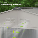Garden Storage Shed, Metal Outdoor Storage Shed House with Foundation Kit, Ventilation, Doors, 9 x 6FT, Grey Outsunny