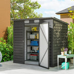 4 x 6ft Galvanised Metal Garden Shed, with Locking Door - Grey Outsunny