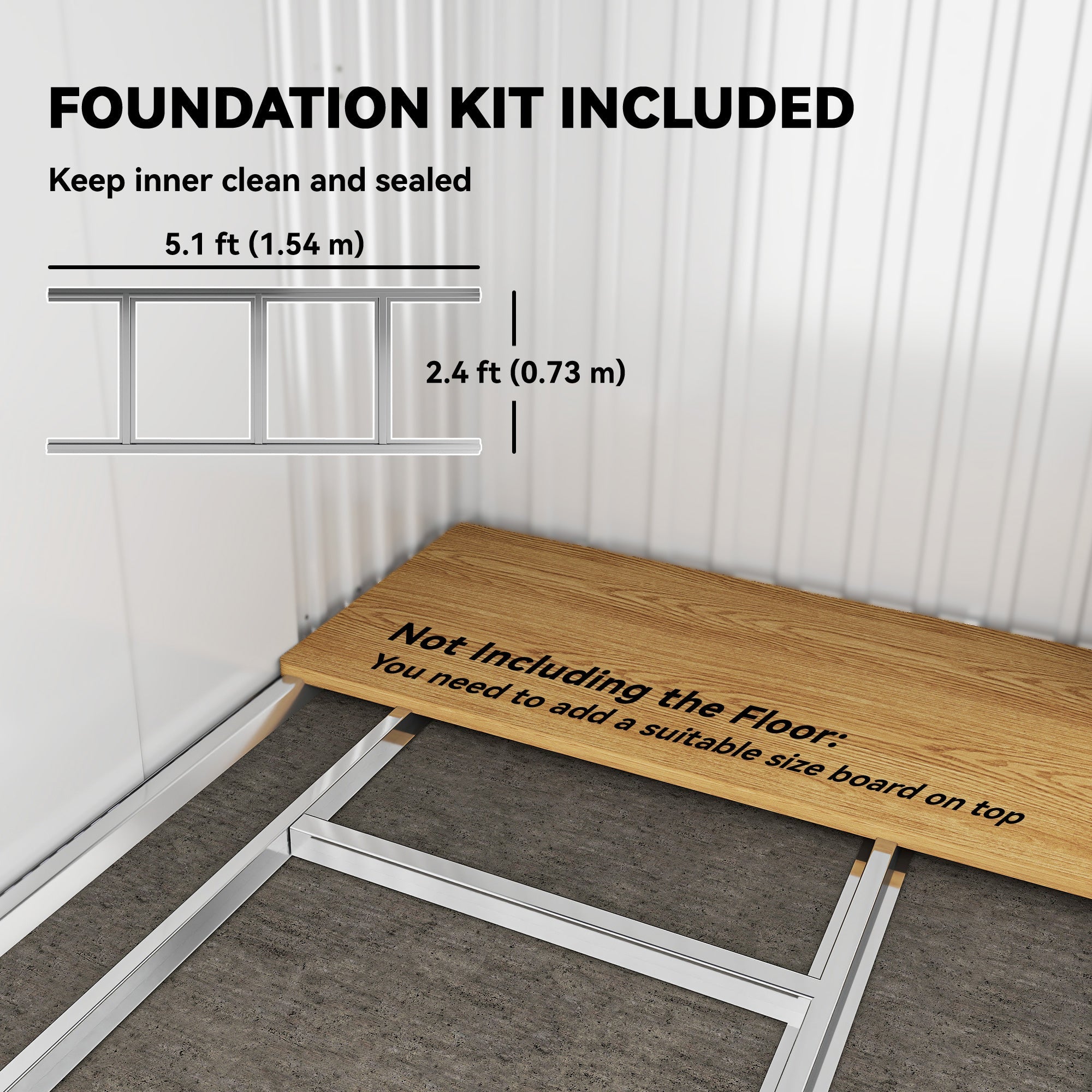 6.5 x 4FT Galvanised Metal Shed with Foundation Kit, Lockable Tool Garden Shed with Double Sliding Doors, Vents Wood Effect Outsunny
