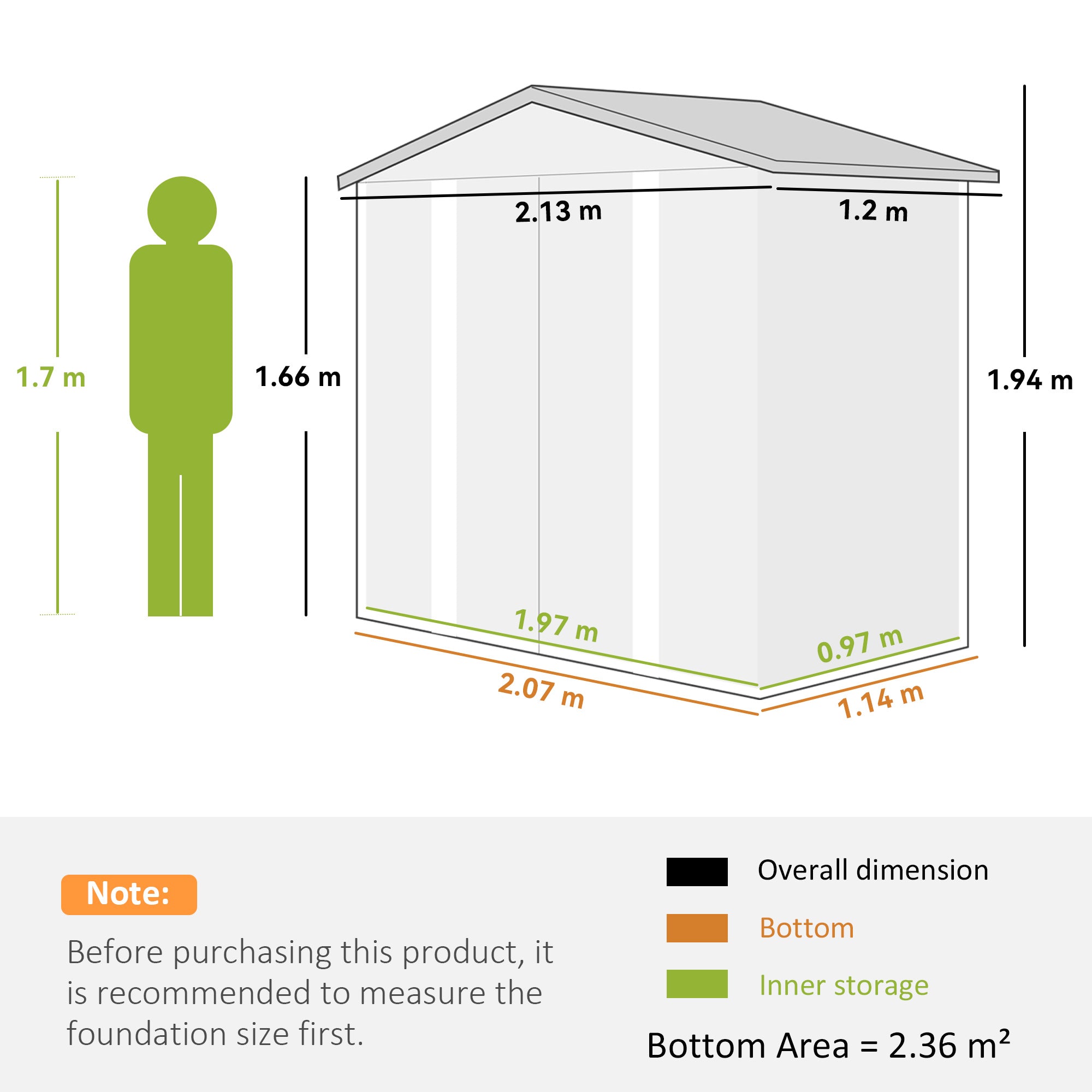 7 x 4ft Garden Shed, Easy to Assemble, Upgraded Galvanised Steel Frame with Foundation Kit, Double Doors with Lock, Outdoor Metal Shed with Vents and Gloves, Garden Storage Shed Outsunny