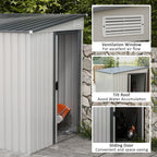7 x 5ft Galvanised Metal Shed, with Sliding Door Outsunny
