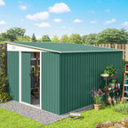 Garden Metal Storage Shed Outdoor Metal Tool House with Double Sliding Doors and 2 Air Vents, 11.3x9.2ft Outsunny