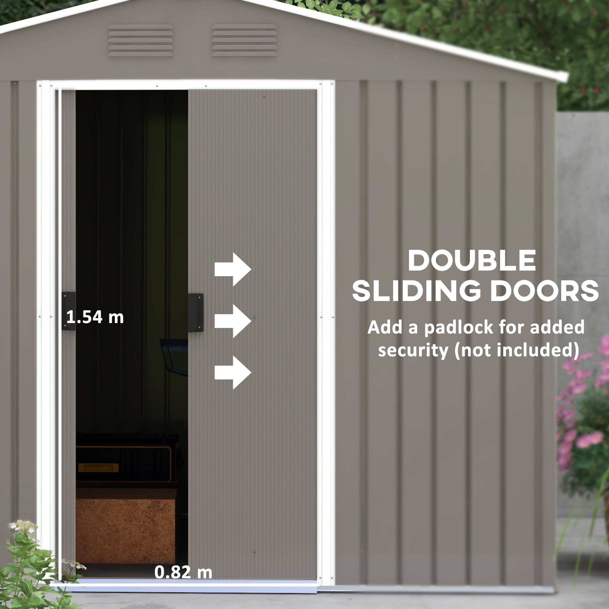 7.7 x 5.7ft Outdoor Garden Storage Shed, Metal Tool House with Ventilation and Sliding Doors Outsunny