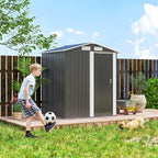 Garden Metal Tool Storage Shed with Sliding Door, Sloped Roof and Foundation Kit, 152 x 132 x 188cm Outsunny