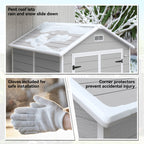 6 x 5ft Garden Shed, Plastic Shed with Floor, Window, Lockable Doors and Vents, Wood Effect Resin Tool Shed for Outdoor Patio Outsunny