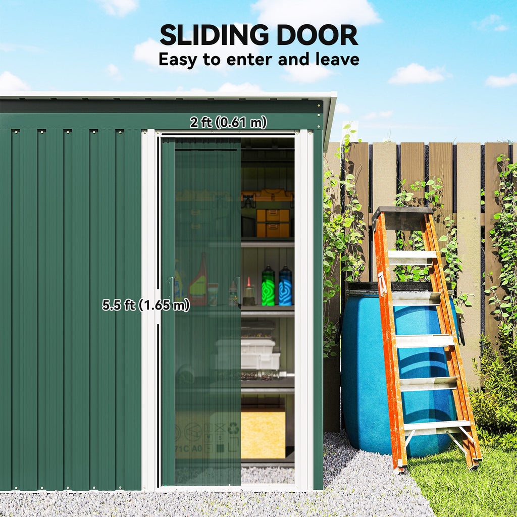 5 x 3ft Garden Storage Shed with Sliding Door and Sloped Roof Outdoor Equipment Tool Outsunny