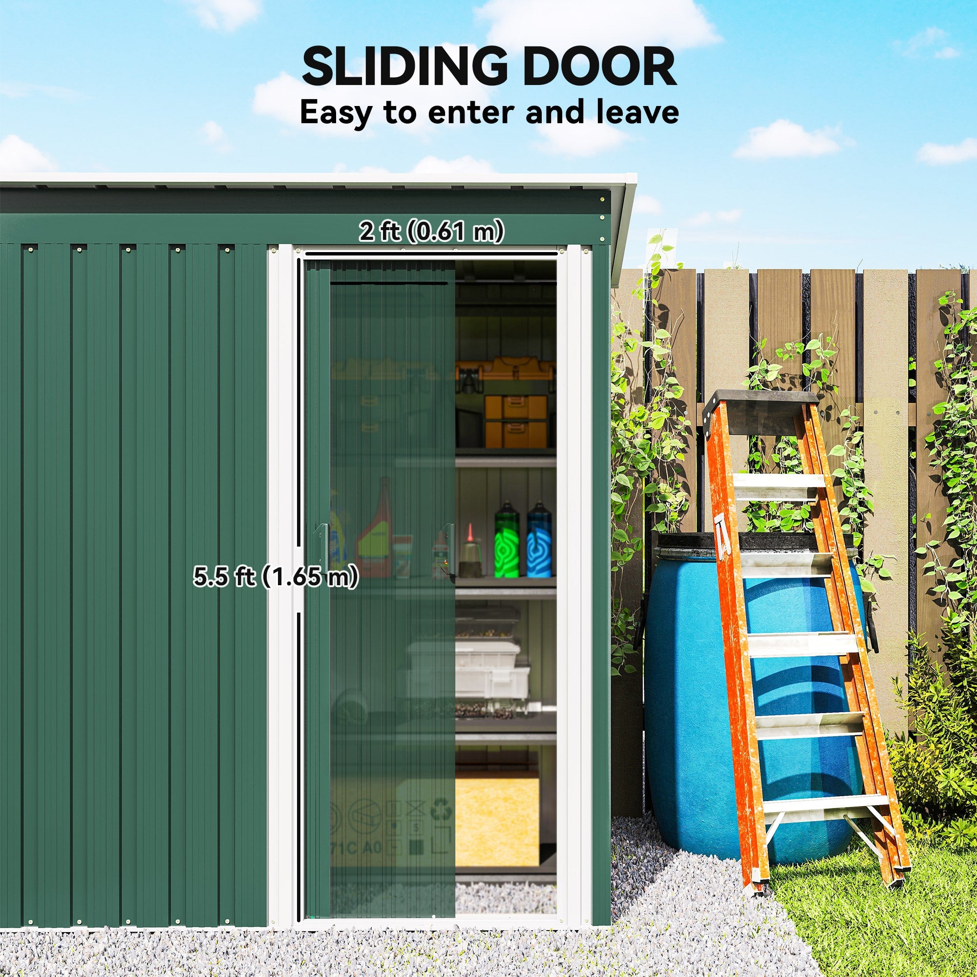 5 x 3ft Garden Storage Shed with Sliding Door and Sloped Roof Outdoor Equipment Tool Outsunny