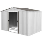 Metal Bike Shed, Mobility Scooter Shed House with Foundation Kit, Ventilation, Doors, 9 x 6FT, Silver Outsunny