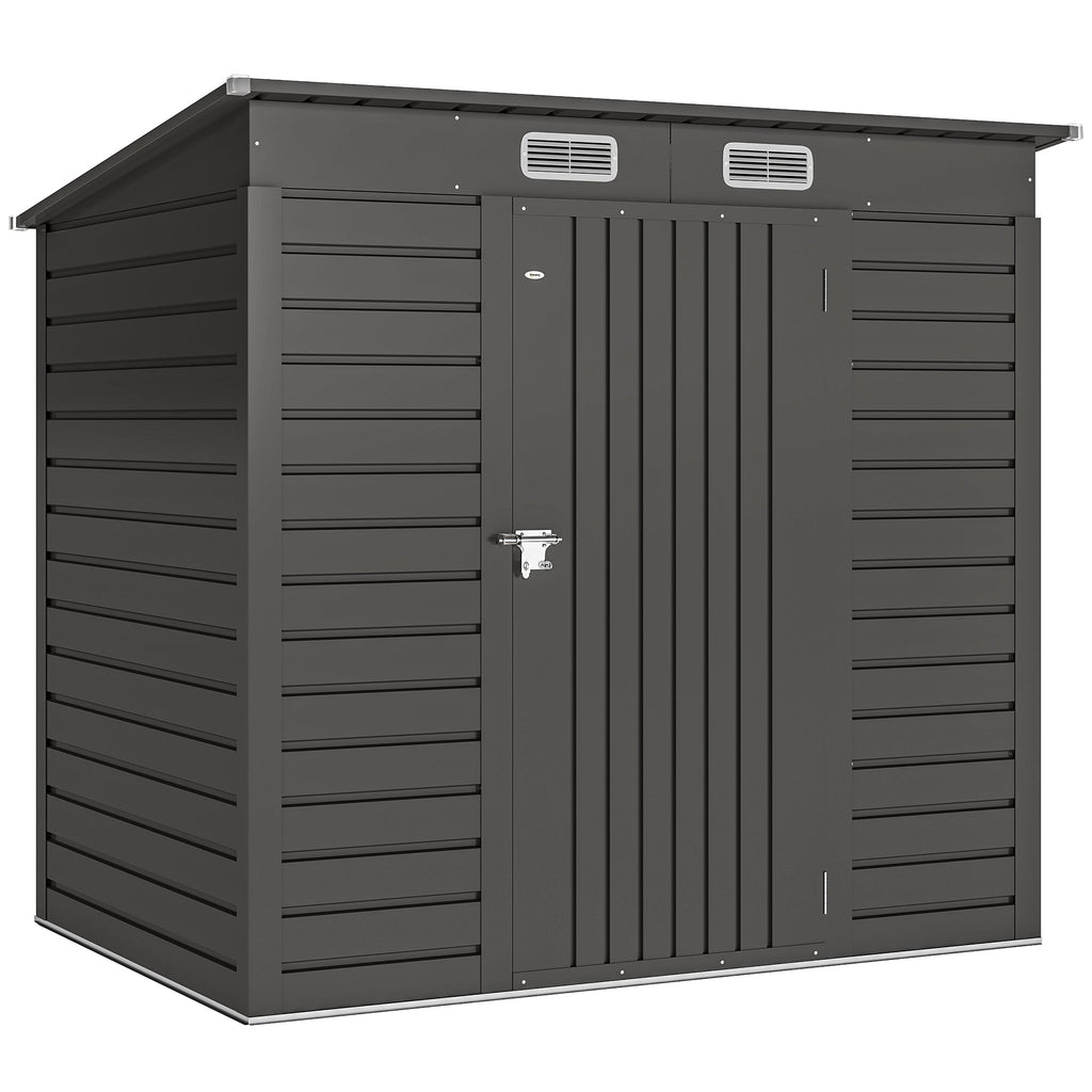4 x 6ft Galvanised Metal Garden Shed, with Locking Door - Grey Outsunny