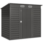 4 x 6ft Galvanised Metal Garden Shed, with Locking Door - Grey Outsunny