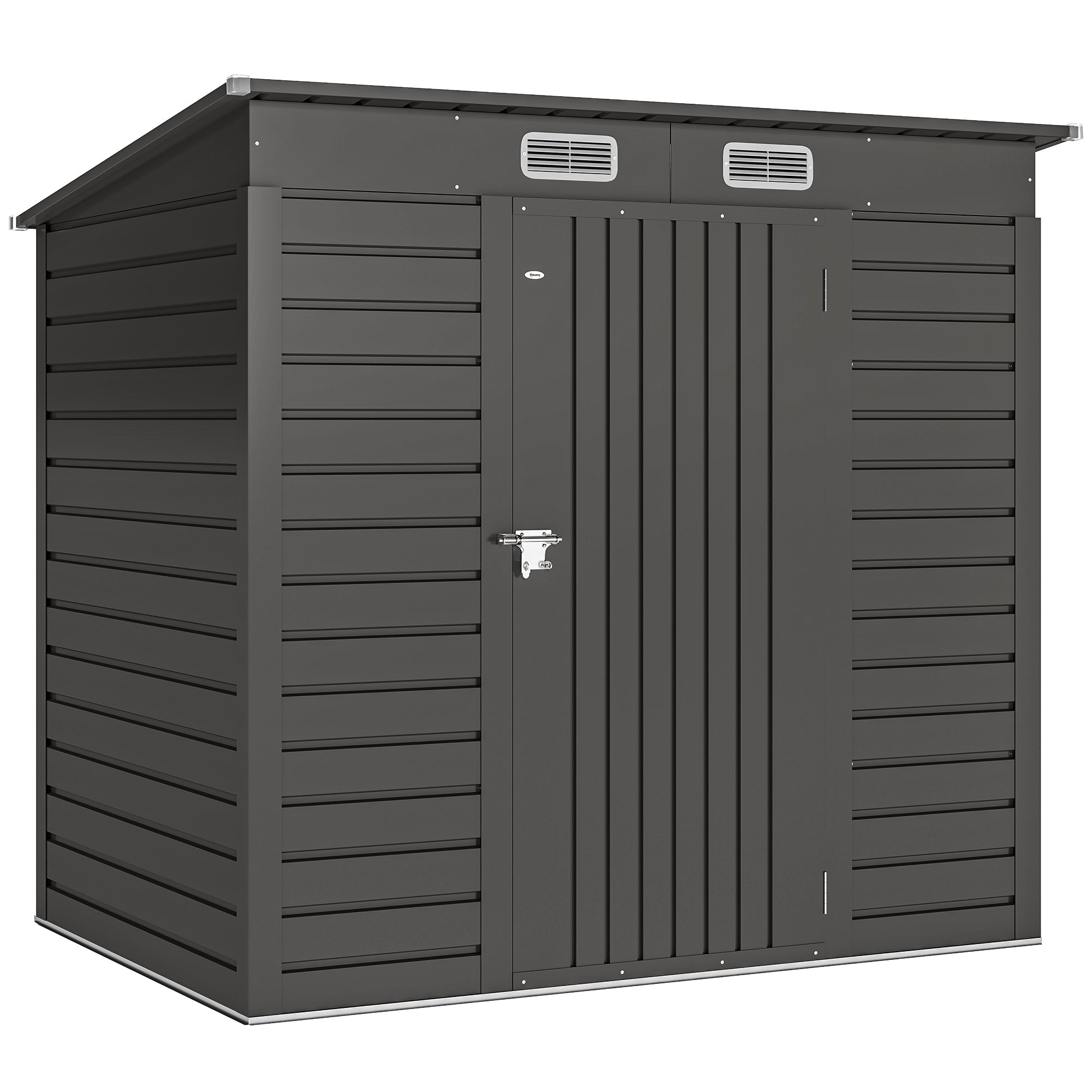 4 x 6ft Galvanised Metal Garden Shed, with Locking Door - Grey Outsunny