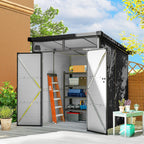 6 x 6ft Outdoor Storage Shed, Plastic Garden Shed with Windows and Air Vents, Outdoor Resin Tool Shed with Latch Doors for Garden, Deck Outsunny