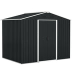 7.7 x 5.7ft Metal Garden Shed, Galvanised Outdoor Tool Storage House with Ventilation Slots and Sliding Doors Outsunny