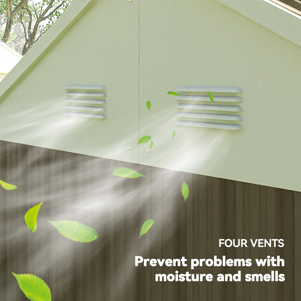 8 x 6 ft Galvanised Garden Shed, Outsoor Metal Storage Shed with Double Doors Window Air Vents for Patio, Lawn Outsunny