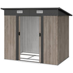 4 x 7ft Metal Shed Wood-Effect Outsunny