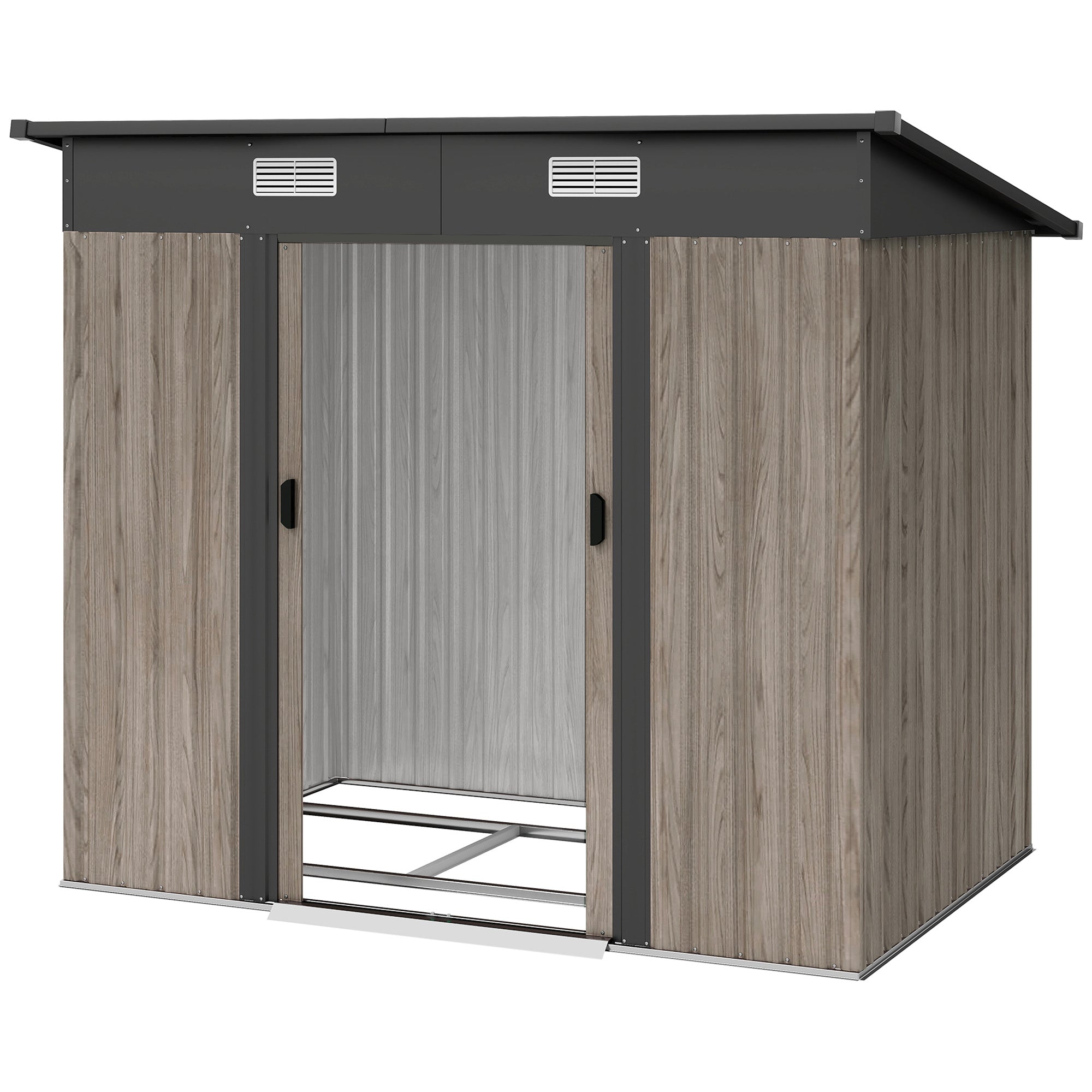 4 x 7ft Metal Shed Wood-Effect Outsunny