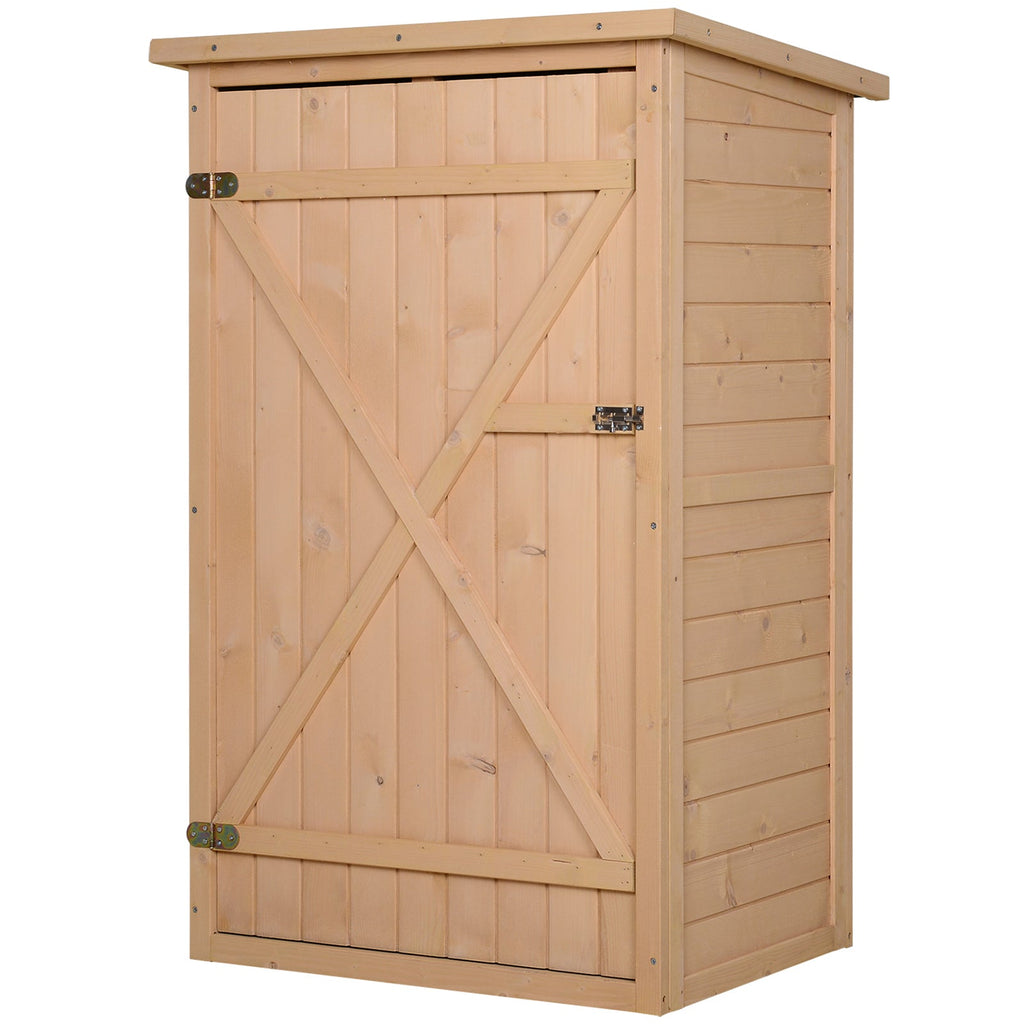 Wooden Small Shed, Garden Storage Shed with Shelves and Bolt Latch, 75L x 56W x115H cm, Natural Outsunny