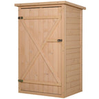 Wooden Small Shed, Garden Storage Shed with Shelves and Bolt Latch, 75L x 56W x115H cm, Natural Outsunny