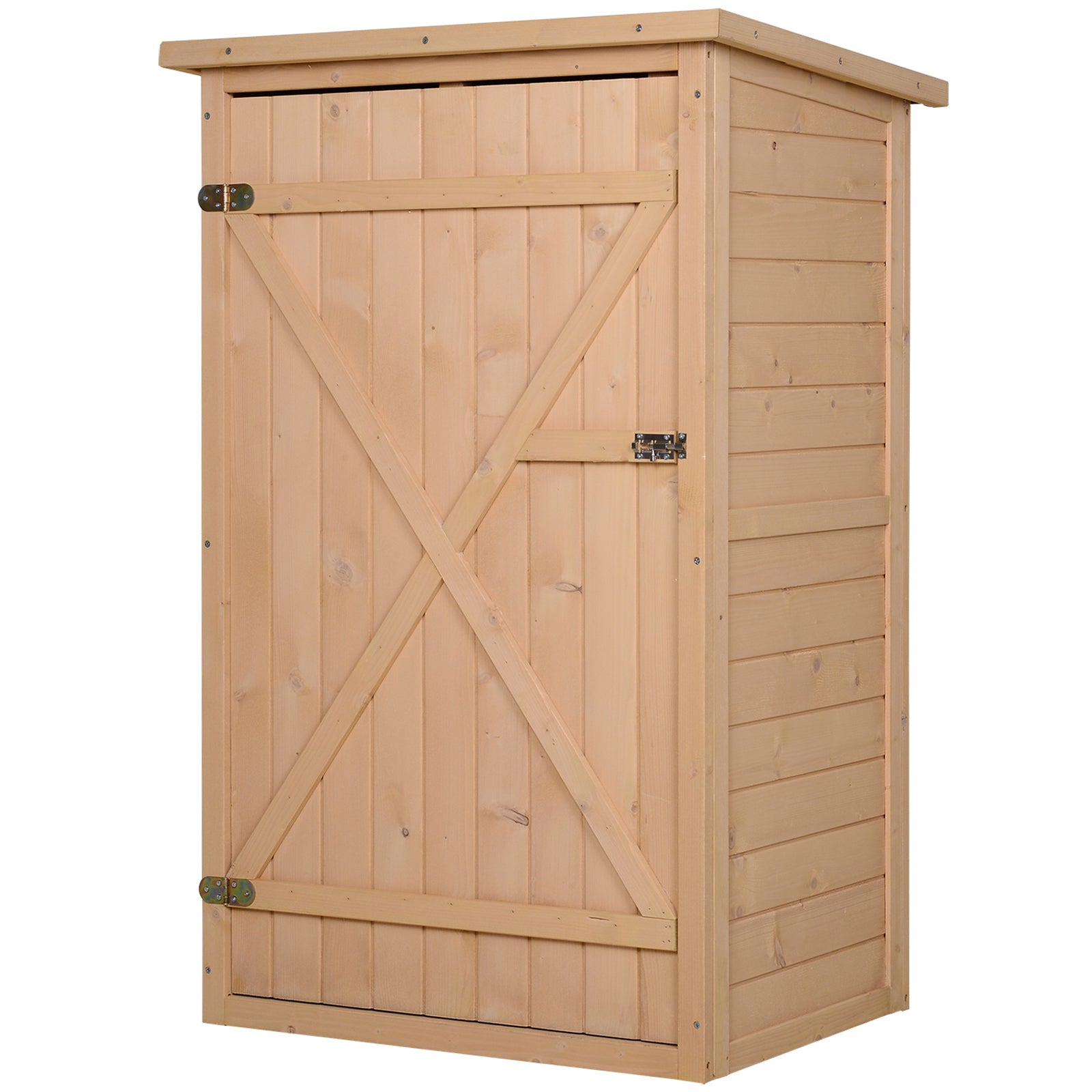 Wooden Small Shed, Garden Storage Shed with Shelves and Bolt Latch, 75L x 56W x115H cm, Natural Outsunny