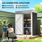 Metal Garden Shed, Outdoor Lean-to Shed for Tool Motor Bike, with Adjustable Shelf, Lock, Gloves, 5'x3'x6' Outsunny